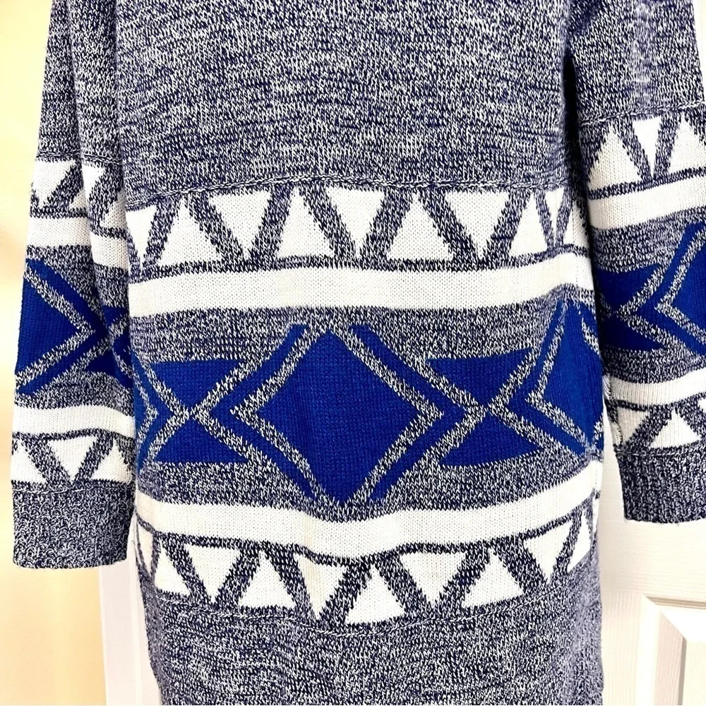 ANTTHONY ORIGINALS Aztec open front waterfall duster cardigans boho oversized XS